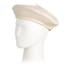 EUGENIA KIM Off White Leather Beret Cap With Stem